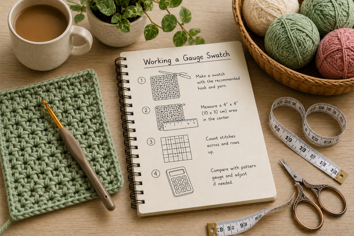 Carnet, laine et échantillons au crochet pour Comment calculer un échantillon au crochet et corriger la tension